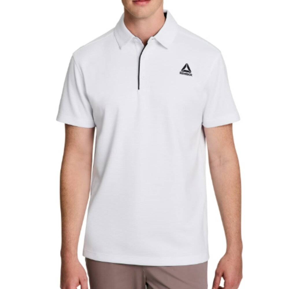 Reebok Men's Short Sleeve Collared Performance Polo Shirt, Stark White, Size 3XL